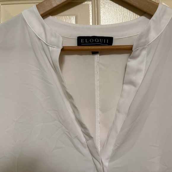 Eloquii Sheer White V-Neck Blouse - Size 18 - Picture 2 of 3